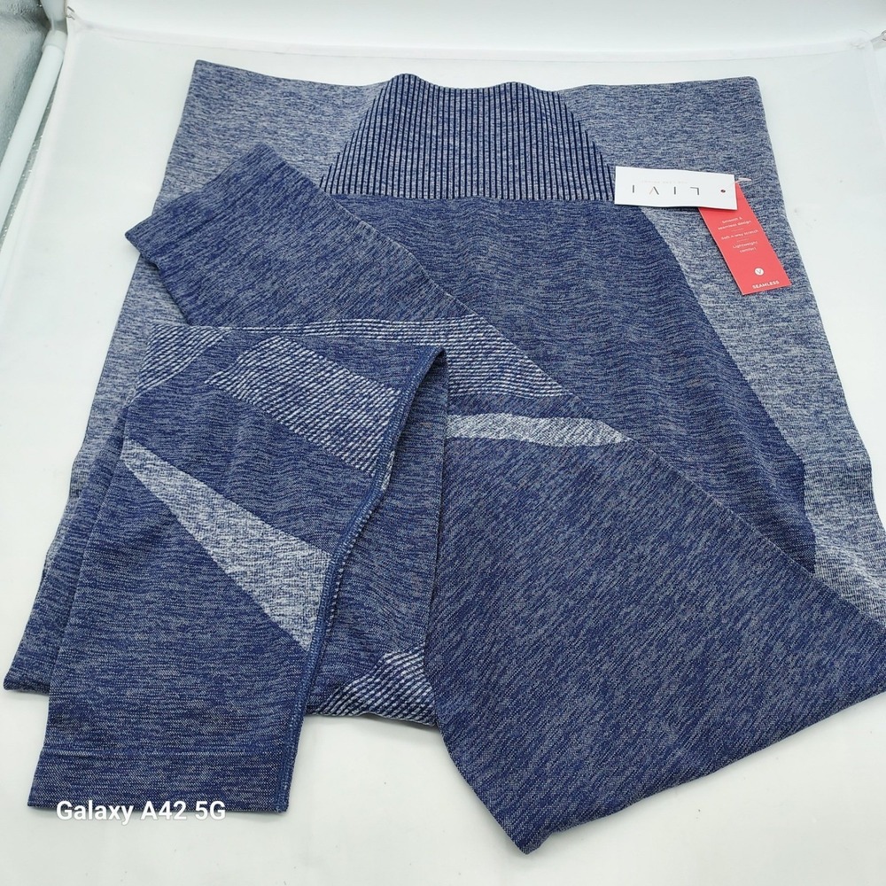 LIVI Activewear Leggings Womens 18/20 Blue‎ High Waist 7/8 Seamless Athletic NWT